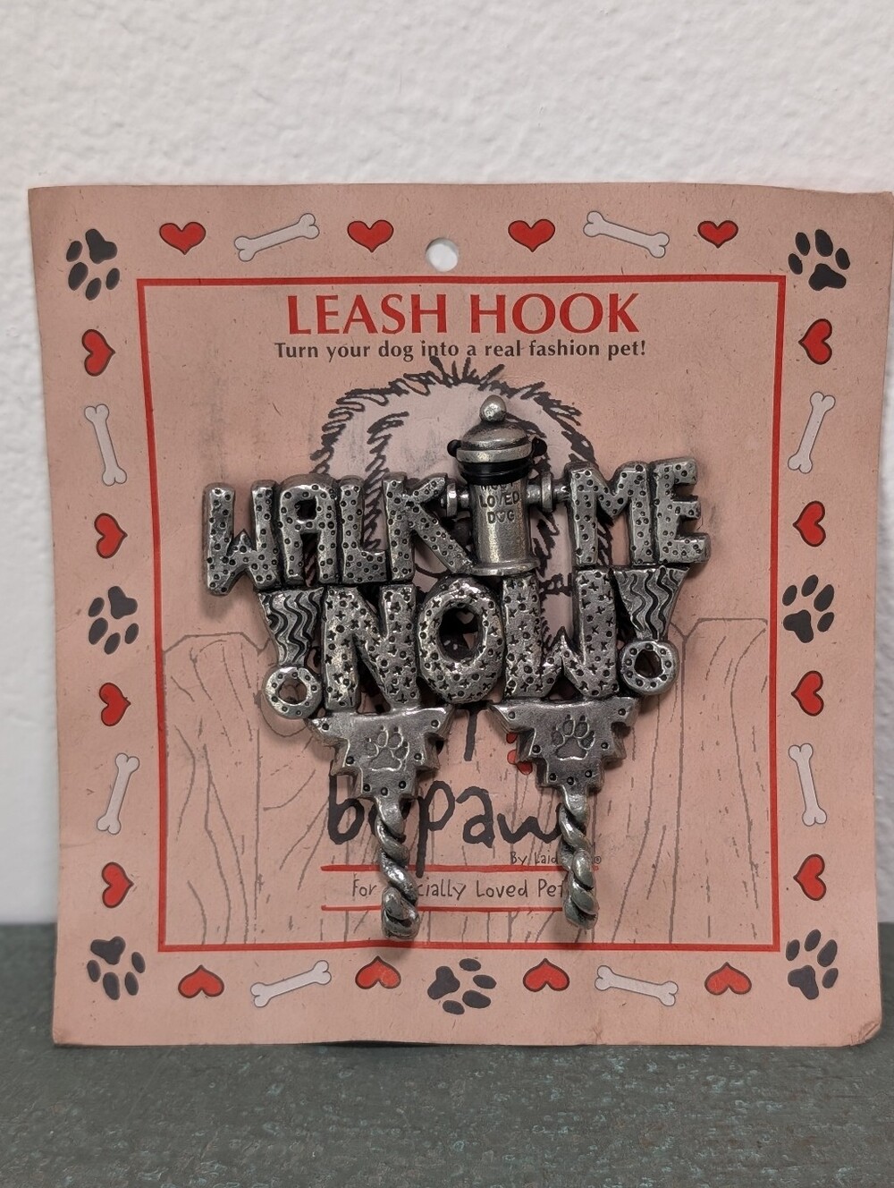 Just Bepaws Walk Me Now Pewter Wall Two Hook Key Holder Dog Pet Leash Hanger